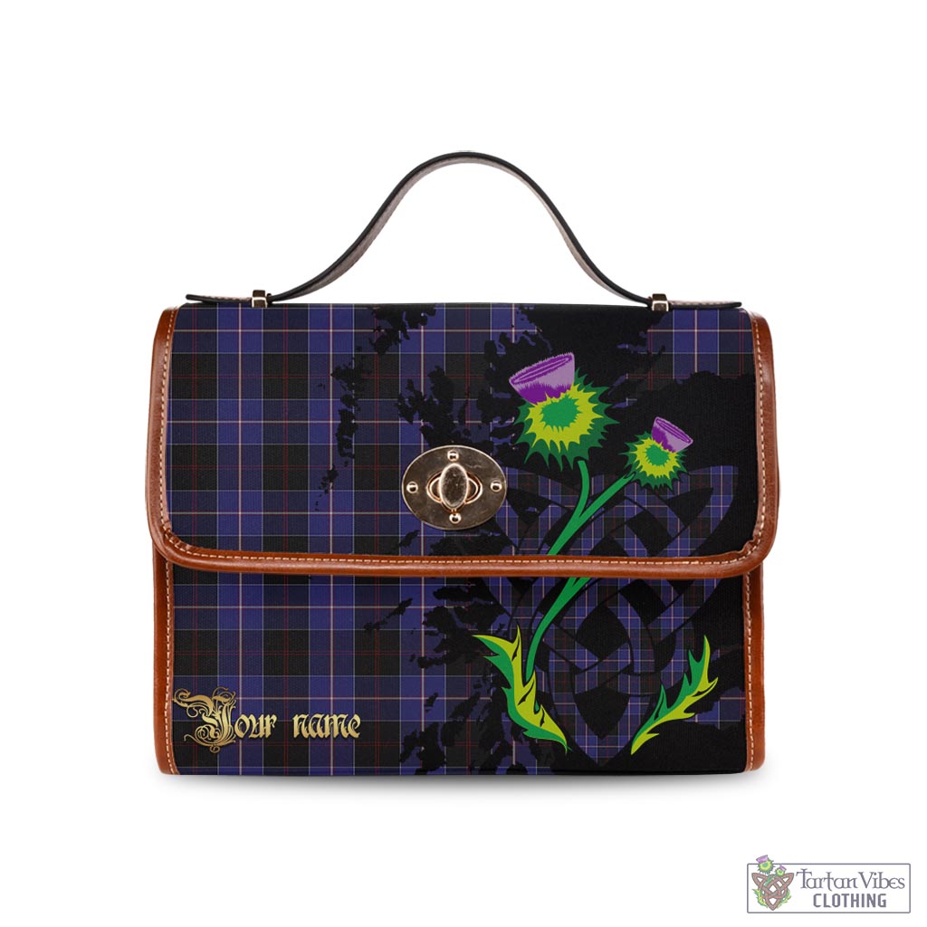 Tartan Vibes Clothing Dunlop Tartan Waterproof Canvas Bag with Scotland Map and Thistle Celtic Accents