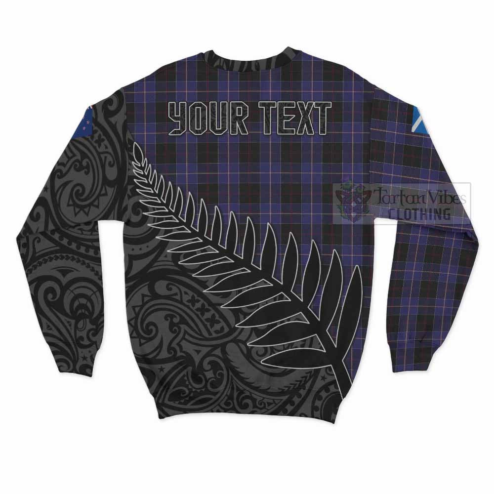 Tartan Vibes Clothing Dunlop Crest Tartan Sweatshirt with New Zealand Silver Fern Half Style