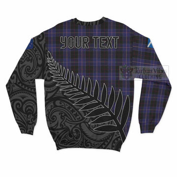 Tartan Vibes Clothing Dunlop Crest Tartan Sweatshirt with New Zealand Silver Fern Half Style