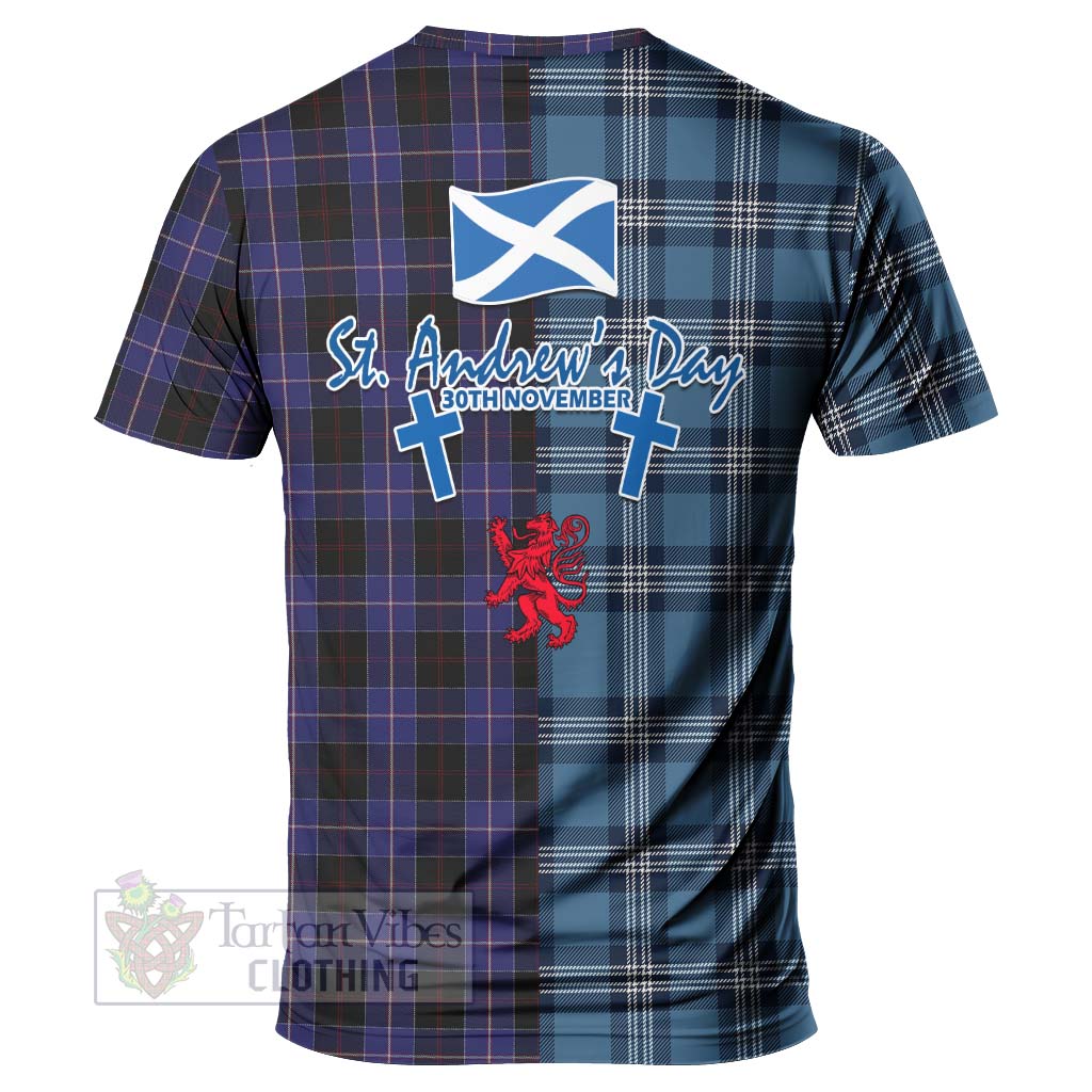 Tartan Vibes Clothing Dunlop Tartan T-Shirt Happy St. Andrew's Day Half Tartan Style