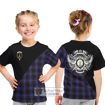 Dunlop Tartan Kid T-Shirt with Family Crest and Military Logo Style - Tartanvibesclothing Shop