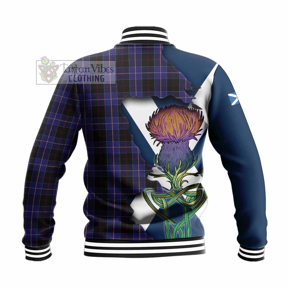 Dunlop Tartan Family Crest Baseball Jacket Scottish Thistle Celtic Inspired - Tartan Vibes Clothing