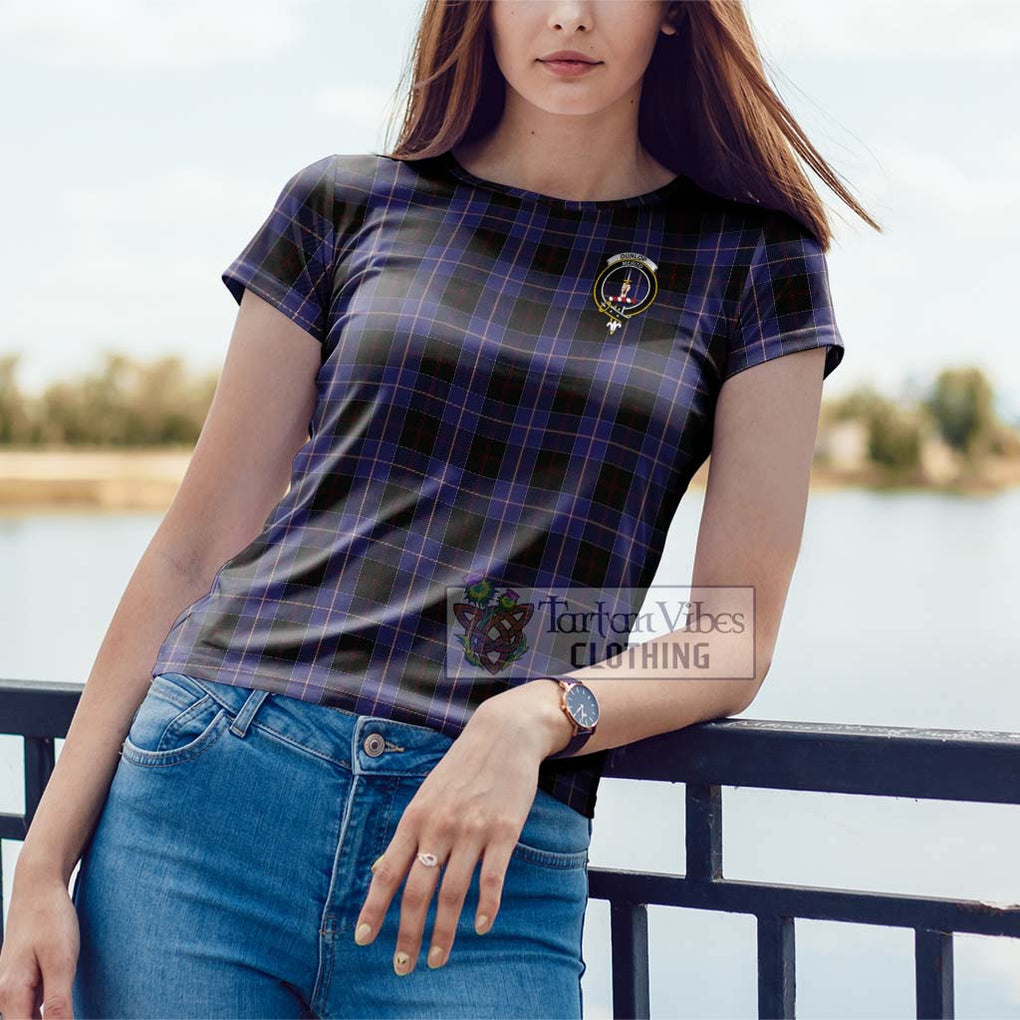 Dunlop Tartan Cotton T-Shirt with Family Crest Women's Shirt - Tartanvibesclothing Shop