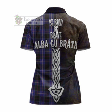 Dunlop Tartan Family Crest Women's Polo Shirt Alba Gu Brath Be Brave Lion Ancient Style
