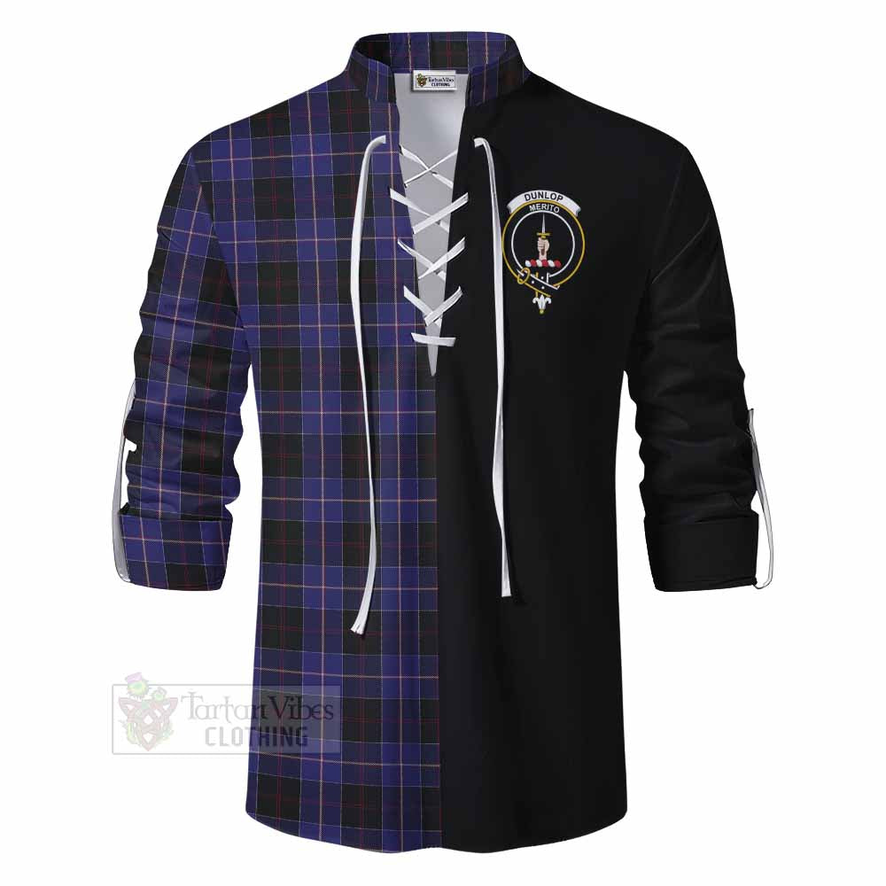 Tartan Vibes Clothing Dunlop Tartan Ghillie Kilt Shirt with Family Crest and Half Of Me Style
