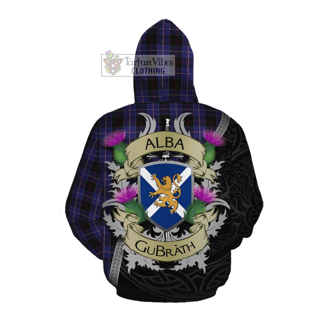 Tartan Vibes Clothing Dunlop Tartan Family Crest Cotton Hoodie Lion Rampant Royal Thistle Shield Celtic Inspired