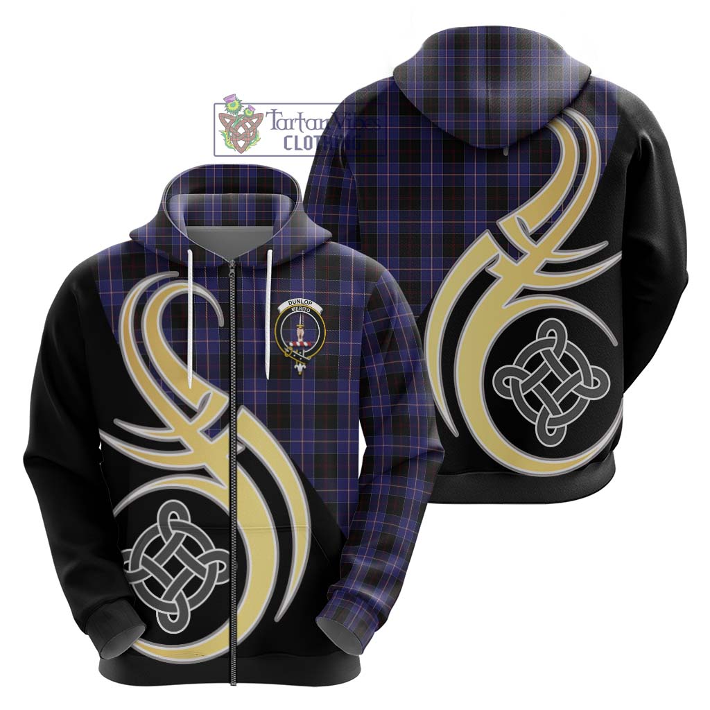 Dunlop Tartan Hoodie with Family Crest and Celtic Symbol Style - Tartan Vibes Clothing