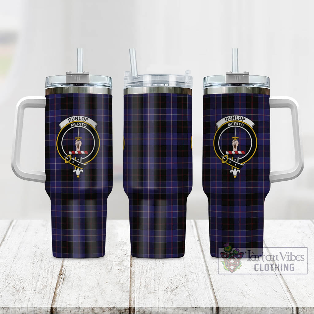 Tartan Vibes Clothing Dunlop Tartan and Family Crest Tumbler with Handle