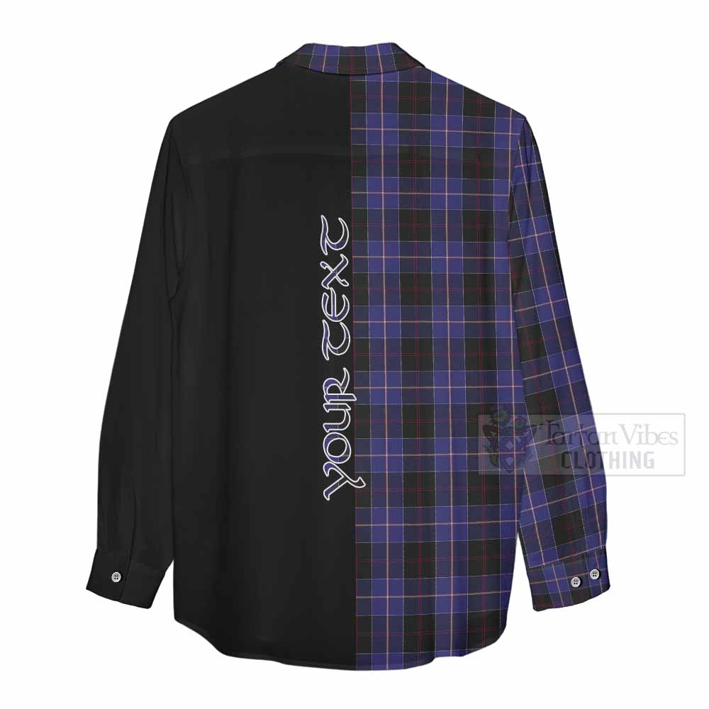 Tartan Vibes Clothing Dunlop Tartan Women's Casual Shirt with Family Crest and Half Of Me Style