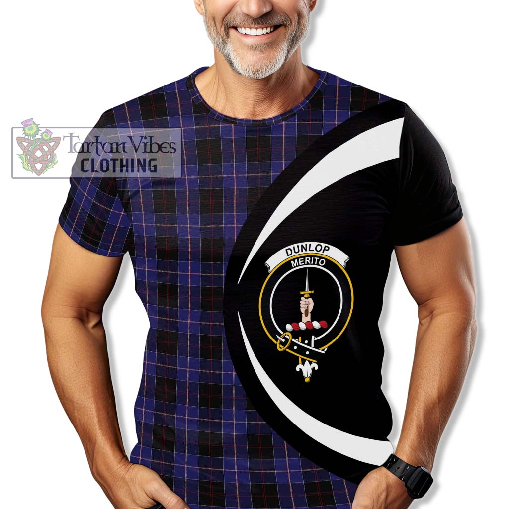 Tartan Vibes Clothing Dunlop Tartan T-Shirt with Family Crest Circle Style