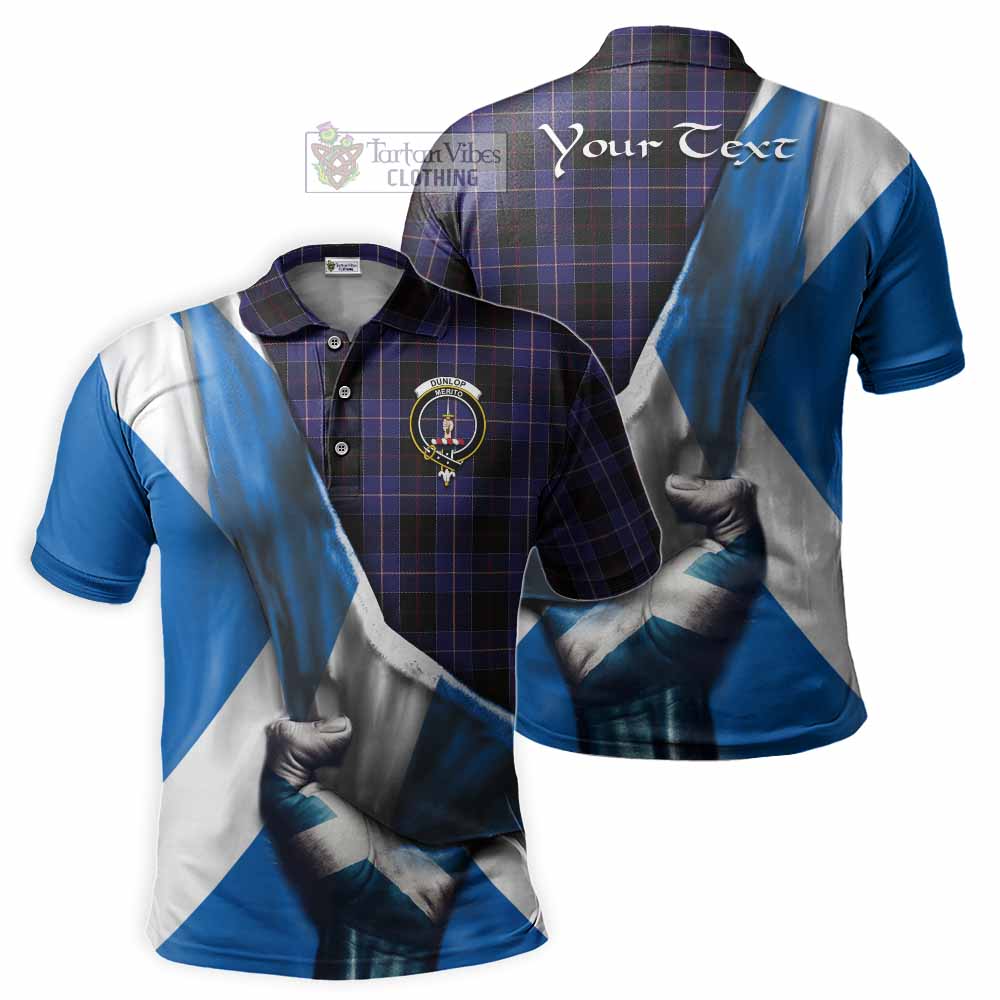 Tartan Vibes Clothing Dunlop Tartan Polo Shirt with Family Crest Scotland Patriotic Style