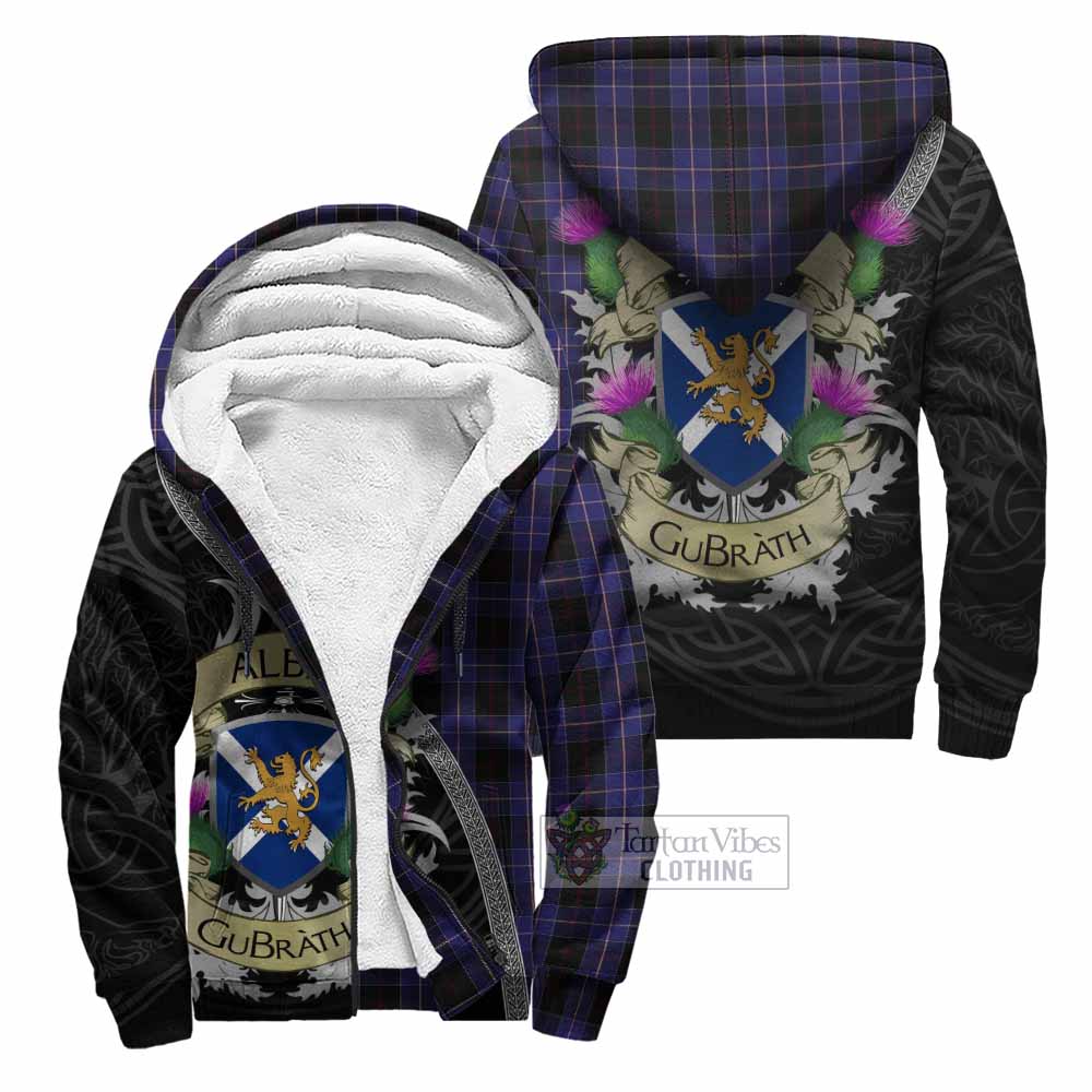 Tartan Vibes Clothing Dunlop Tartan Family Crest Sherpa Hoodie Lion Rampant Royal Thistle Shield Celtic Inspired