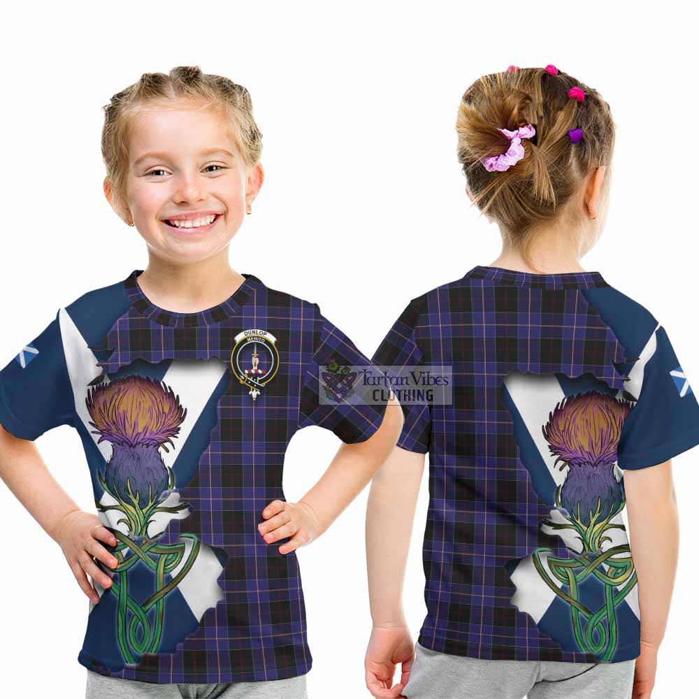 Tartan Vibes Clothing Dunlop Tartan Family Crest Kid T-Shirt Scottish Thistle Celtic Inspired
