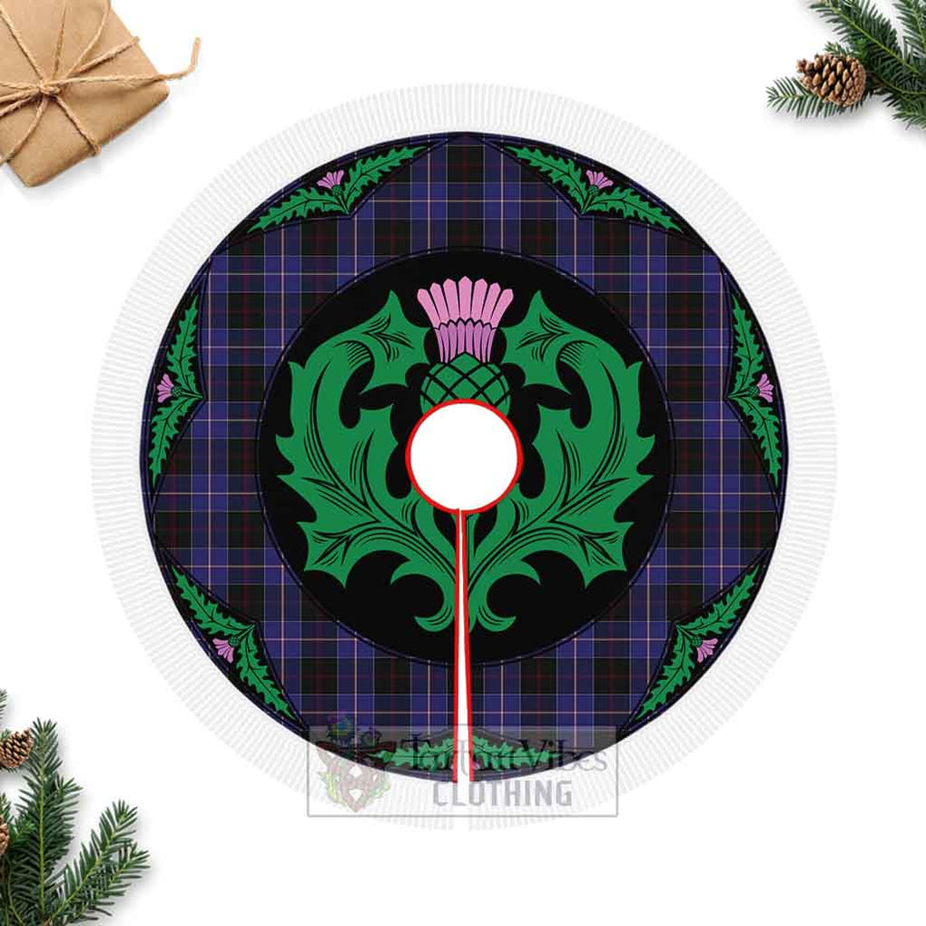 Tartan Vibes Clothing Dunlop Tartan Christmas Tree Skirt Scottish Thistle Style