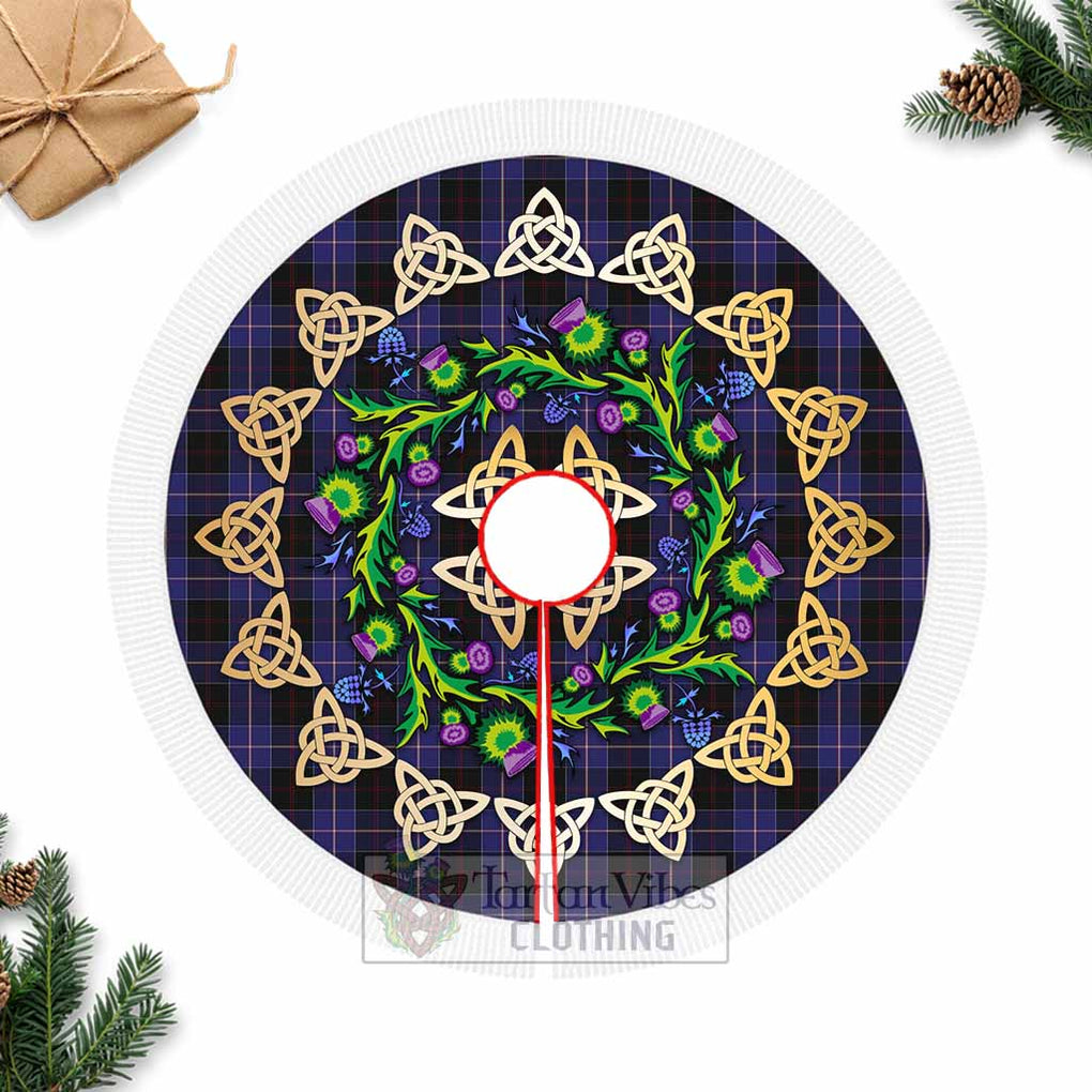 Dunlop Tartan Christmas Tree Skirt with Thistle Celtic Knot Style Fringed Tree Skirts - Tartan Vibes Clothing