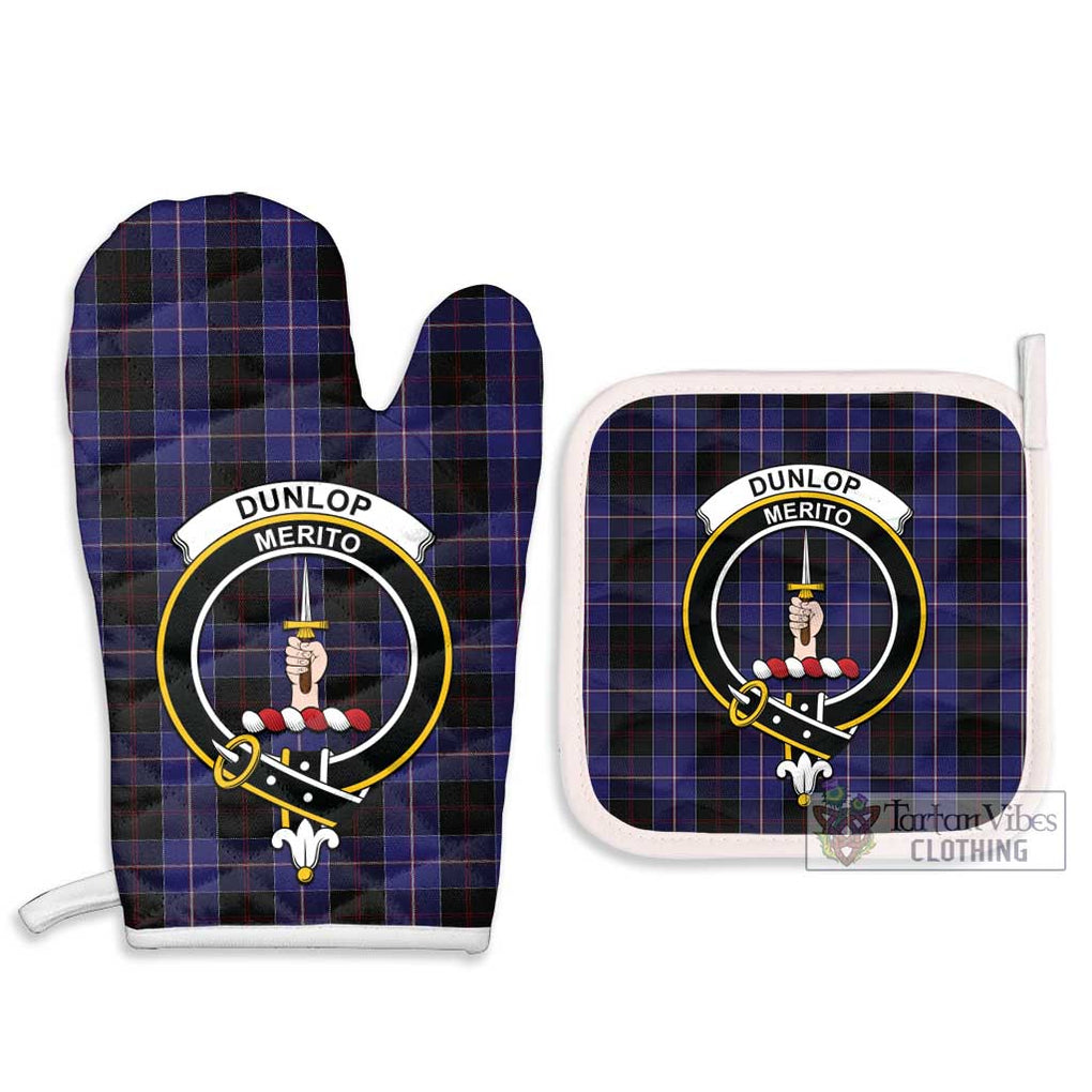Dunlop Tartan Combo Oven Mitt & Pot-Holder with Family Crest Combo 1 Oven Mitt & 2 Pot-Holder White - Tartan Vibes Clothing