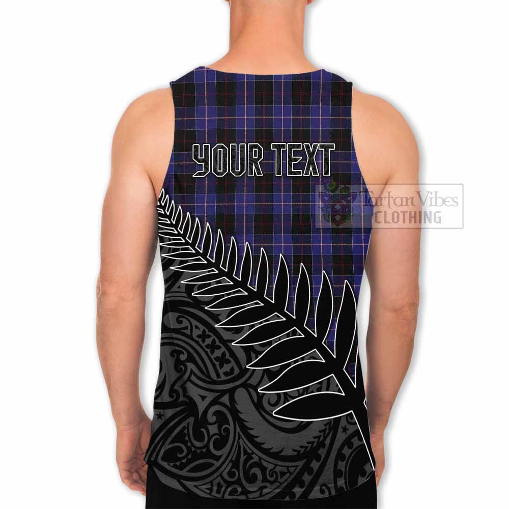 Tartan Vibes Clothing Dunlop Crest Tartan Men's Tank Top with New Zealand Silver Fern Half Style