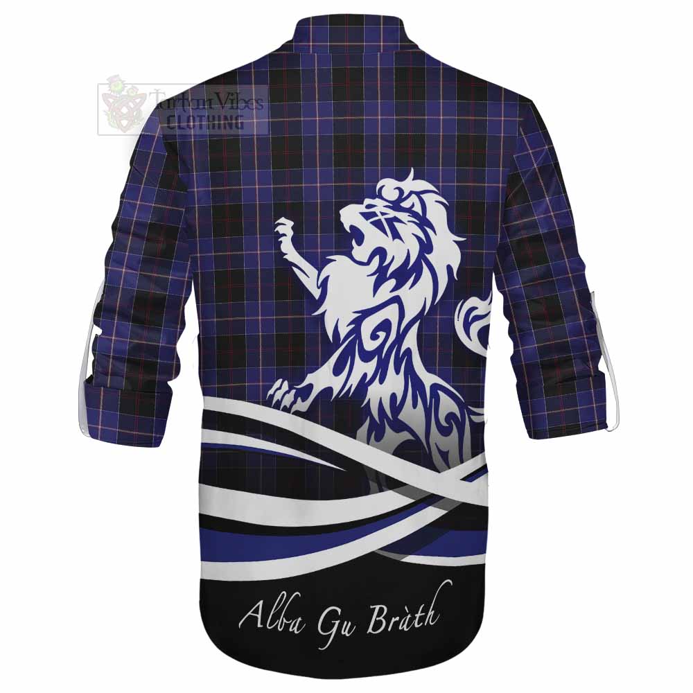 Tartan Vibes Clothing Dunlop Tartan Ghillie Kilt Shirt with Alba Gu Brath Regal Lion Emblem