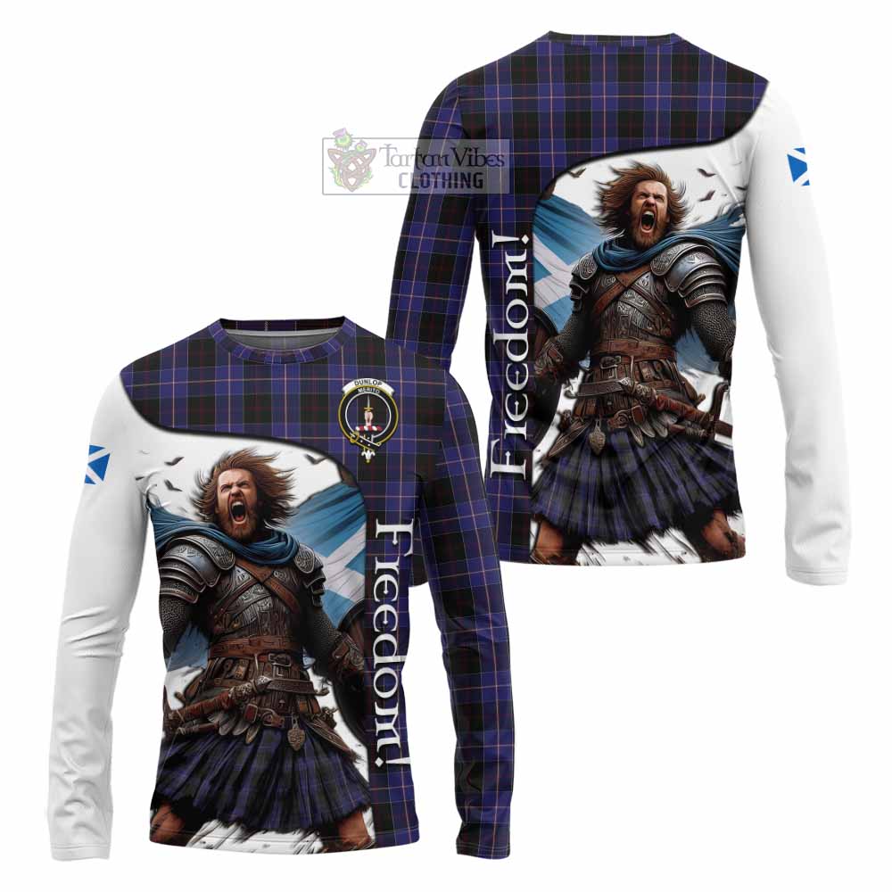 Tartan Vibes Clothing Dunlop Crest Tartan Long Sleeve T-Shirt Inspired by the Freedom of Scottish Warrior