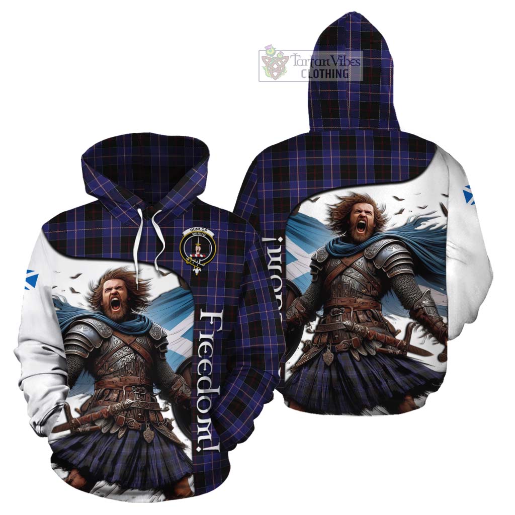 Tartan Vibes Clothing Dunlop Crest Tartan Cotton Hoodie Inspired by the Freedom of Scottish Warrior