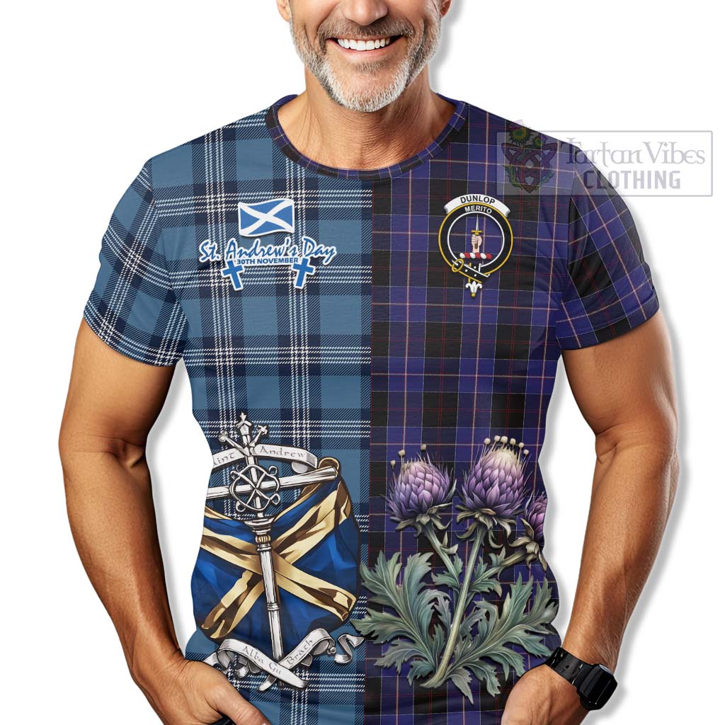 Tartan Vibes Clothing Dunlop Tartan T-Shirt Happy St. Andrew's Day Half Tartan Style