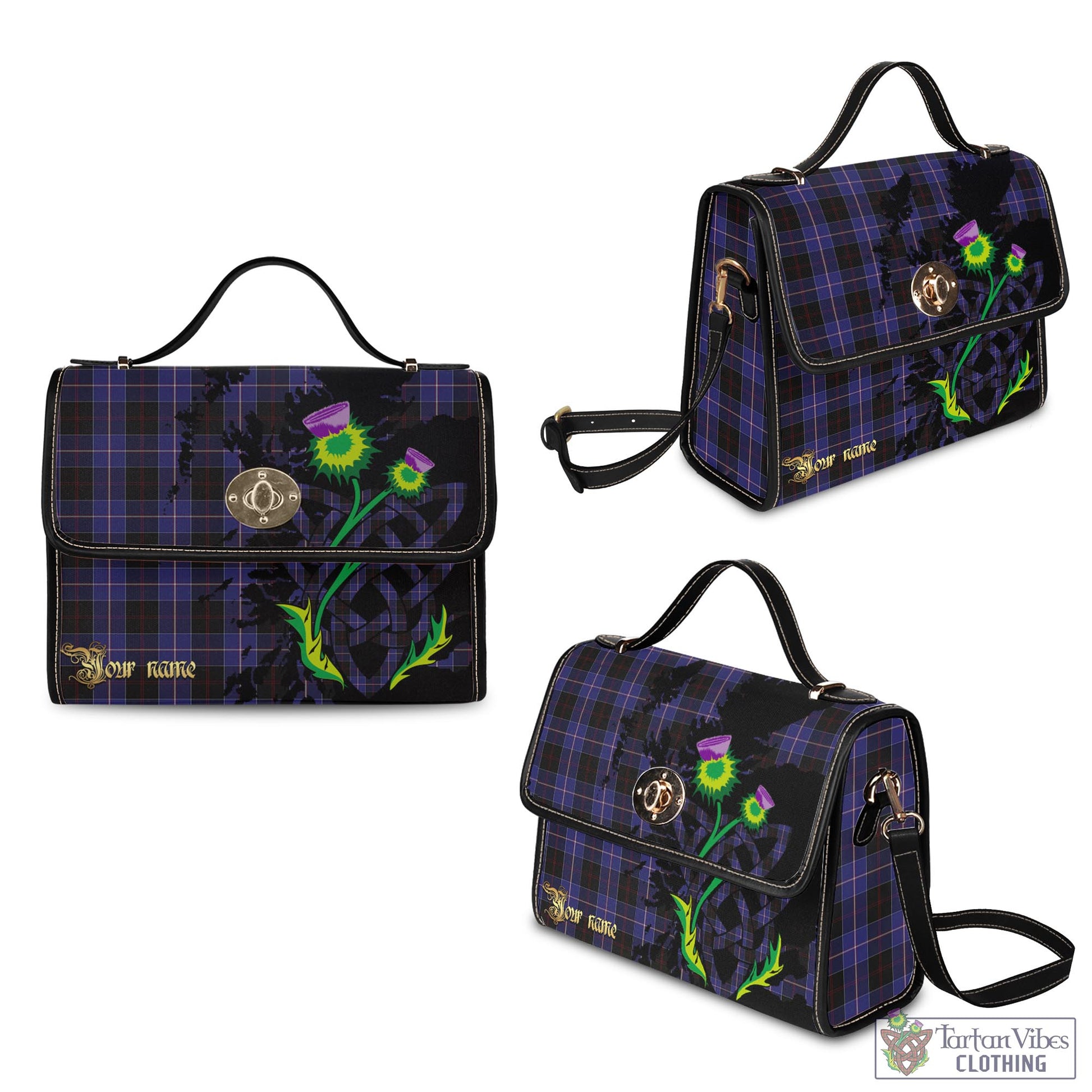 Tartan Vibes Clothing Dunlop Tartan Waterproof Canvas Bag with Scotland Map and Thistle Celtic Accents