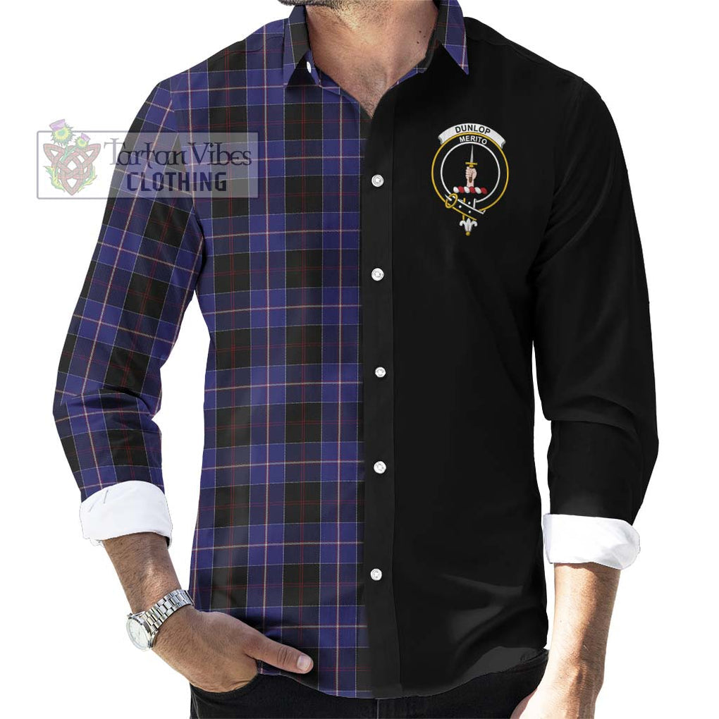 Dunlop Tartan Long Sleeve Button Shirt with Family Crest and Half Of Me Style - Tartan Vibes Clothing