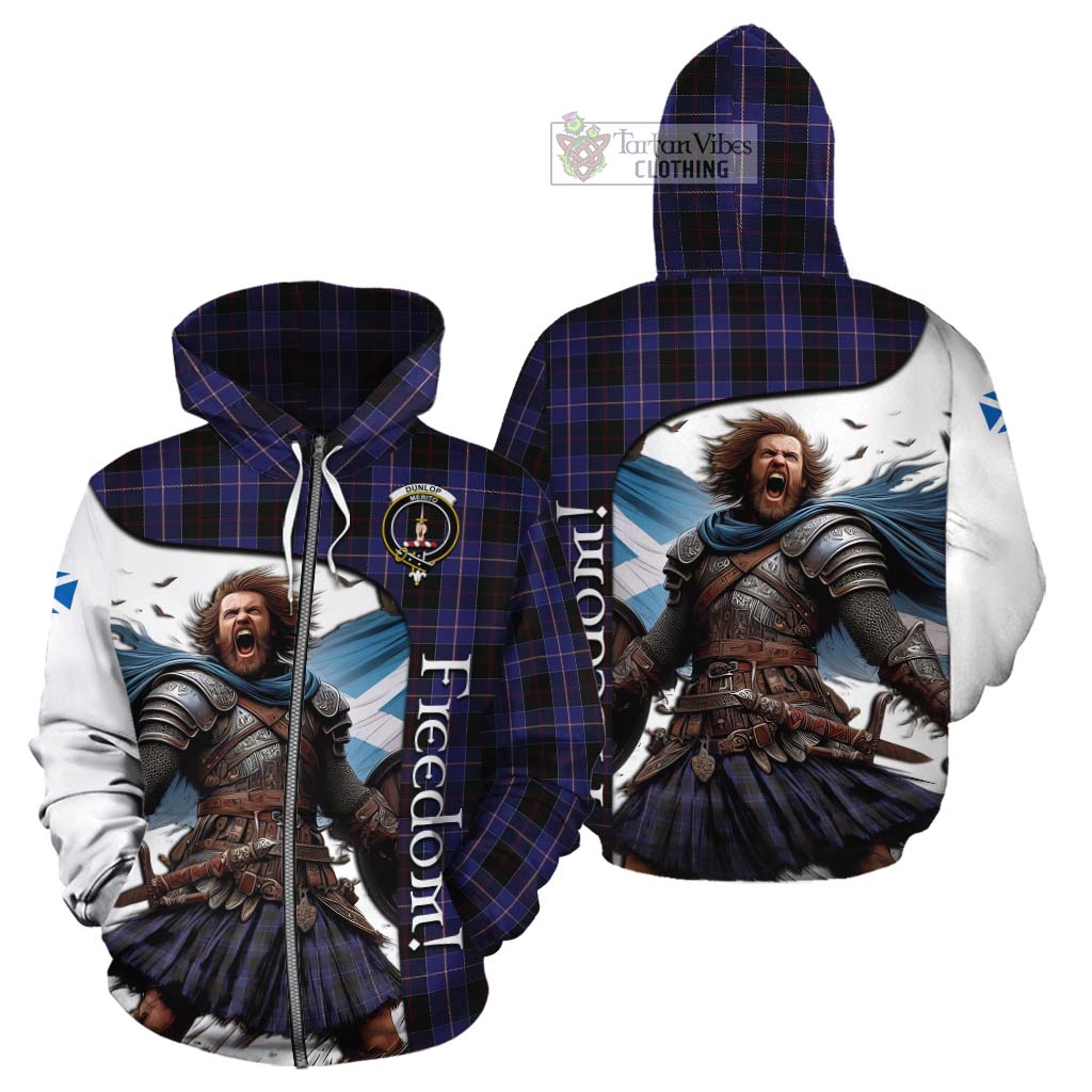 Tartan Vibes Clothing Dunlop Crest Tartan Cotton Hoodie Inspired by the Freedom of Scottish Warrior