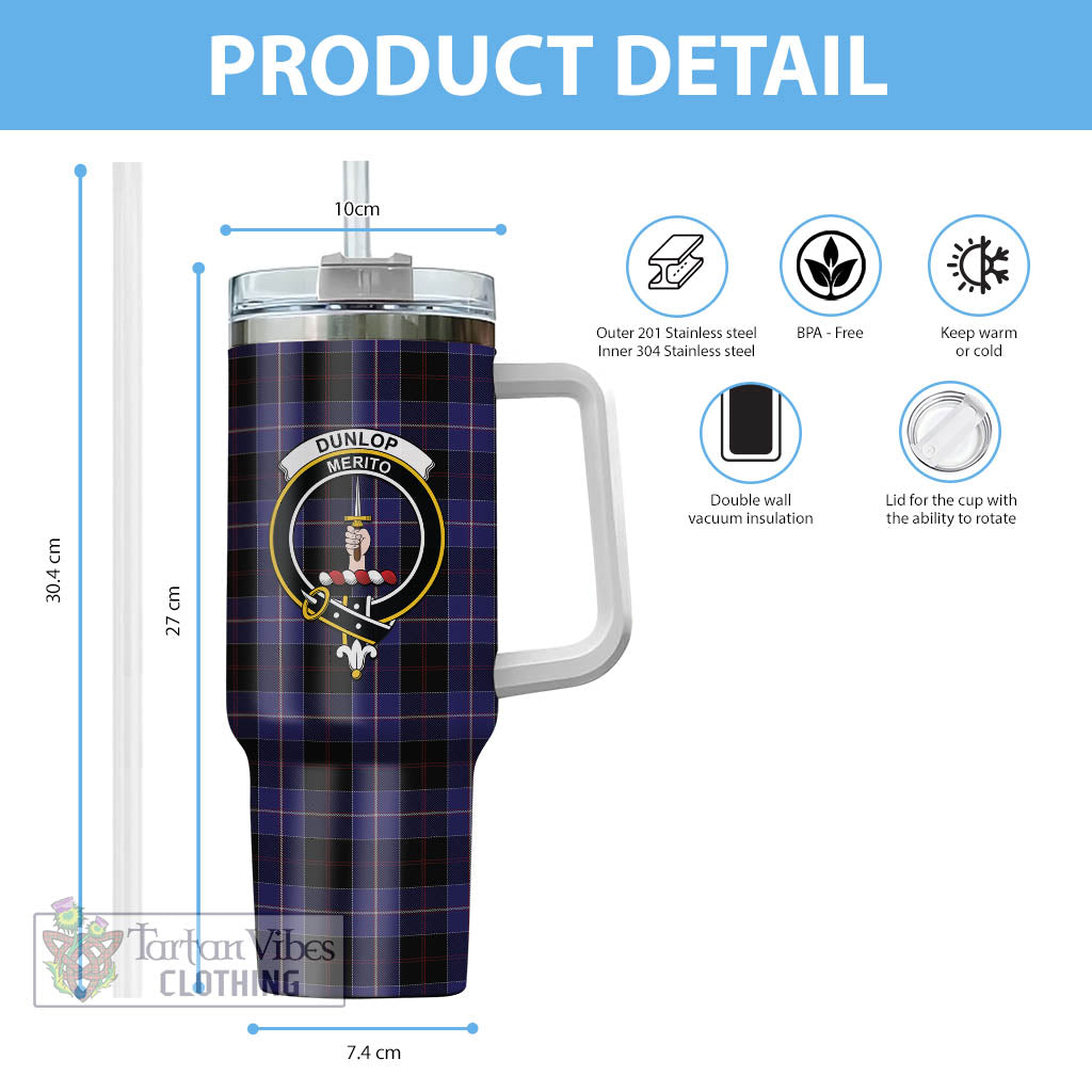 Tartan Vibes Clothing Dunlop Tartan and Family Crest Tumbler with Handle
