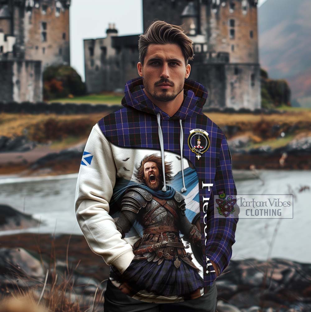 Tartan Vibes Clothing Dunlop Crest Tartan Cotton Hoodie Inspired by the Freedom of Scottish Warrior