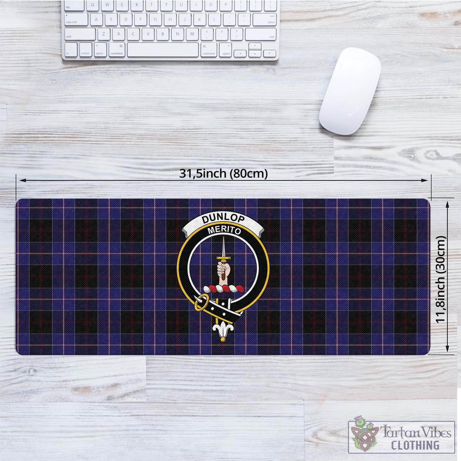 Tartan Vibes Clothing Dunlop Tartan Mouse Pad with Family Crest