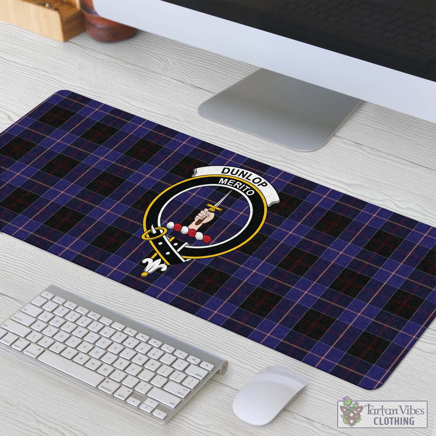 Tartan Vibes Clothing Dunlop Tartan Mouse Pad with Family Crest