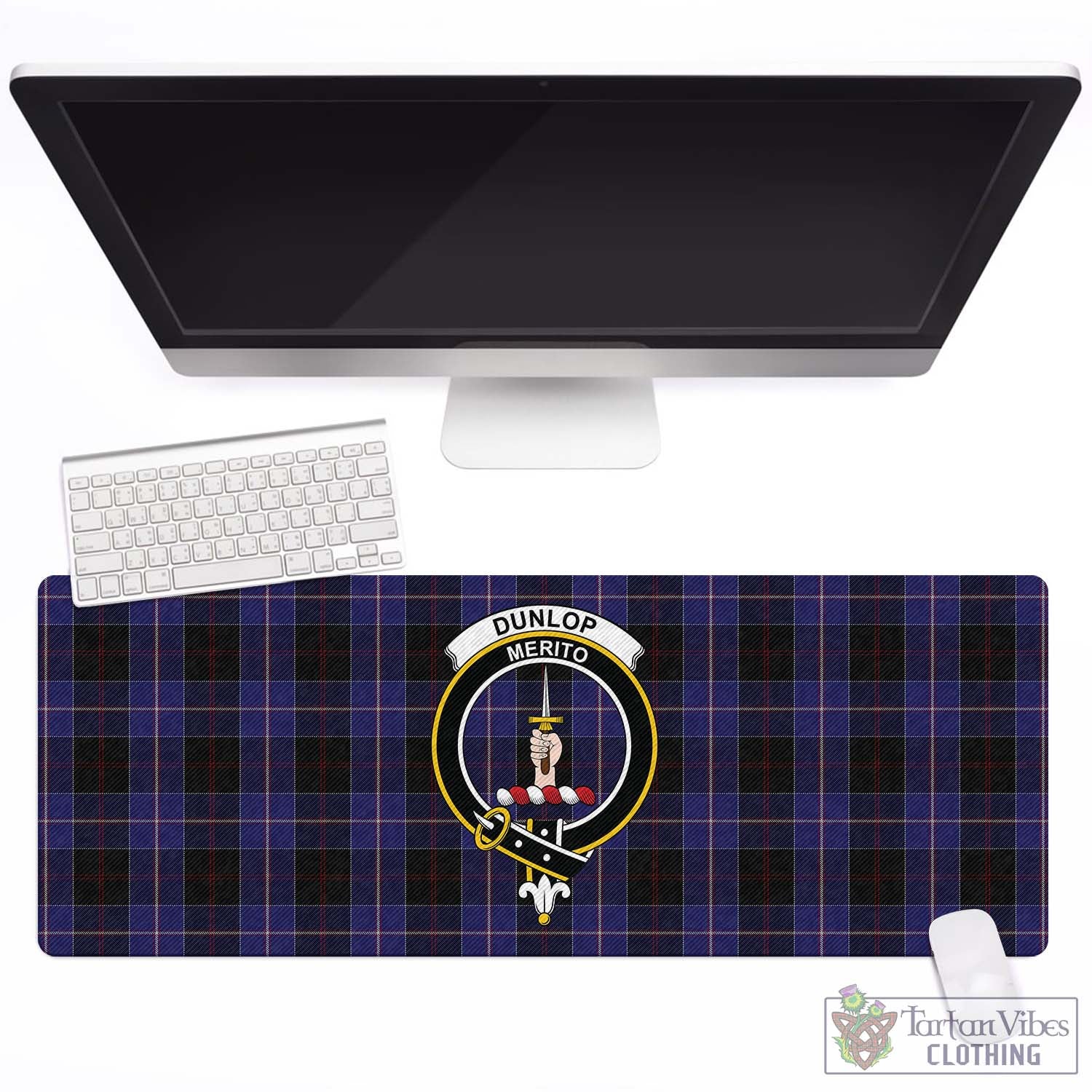 Tartan Vibes Clothing Dunlop Tartan Mouse Pad with Family Crest