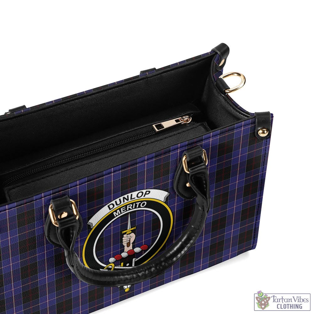 Tartan Vibes Clothing Dunlop Tartan Luxury Leather Handbags with Family Crest