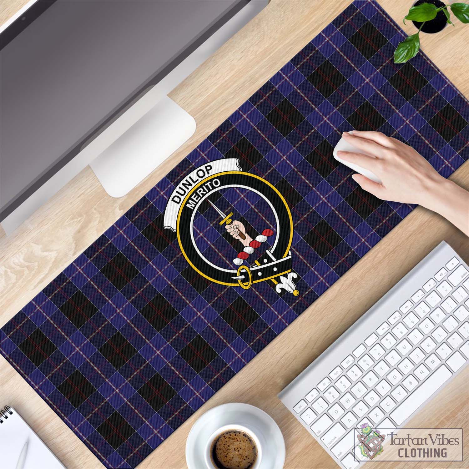 Tartan Vibes Clothing Dunlop Tartan Mouse Pad with Family Crest