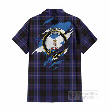 Dunlop Clan Crest In Me Tartan Cotton Hawaiian Shirt Scotland Flag Style