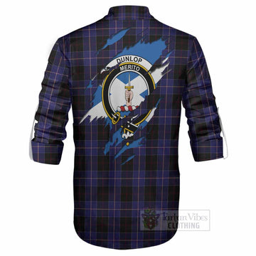 Dunlop Clan Crest In Me Tartan Ghillie Shirt Scotland Flag Style