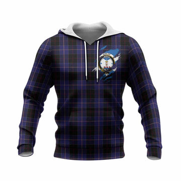 Dunlop Clan Crest In Me Tartan Knitted Hoodie Scotland Flag Style