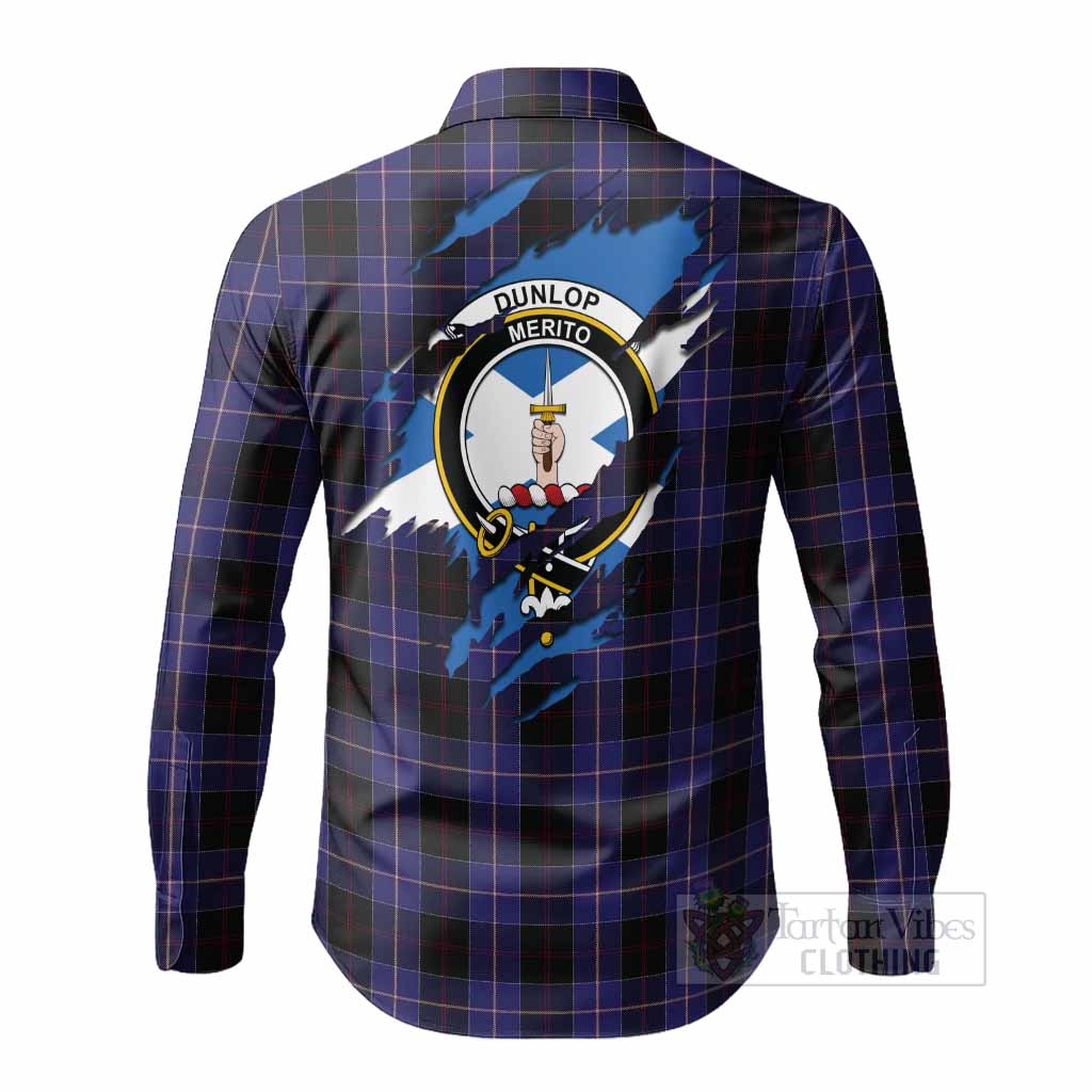 Dunlop Clan Crest In Me Tartan Long Sleeve Button Shirts Scotland Flag Style