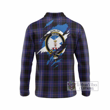 Dunlop Clan Crest In Me Tartan Long Sleeve Polo Shirt Scotland Flag Style