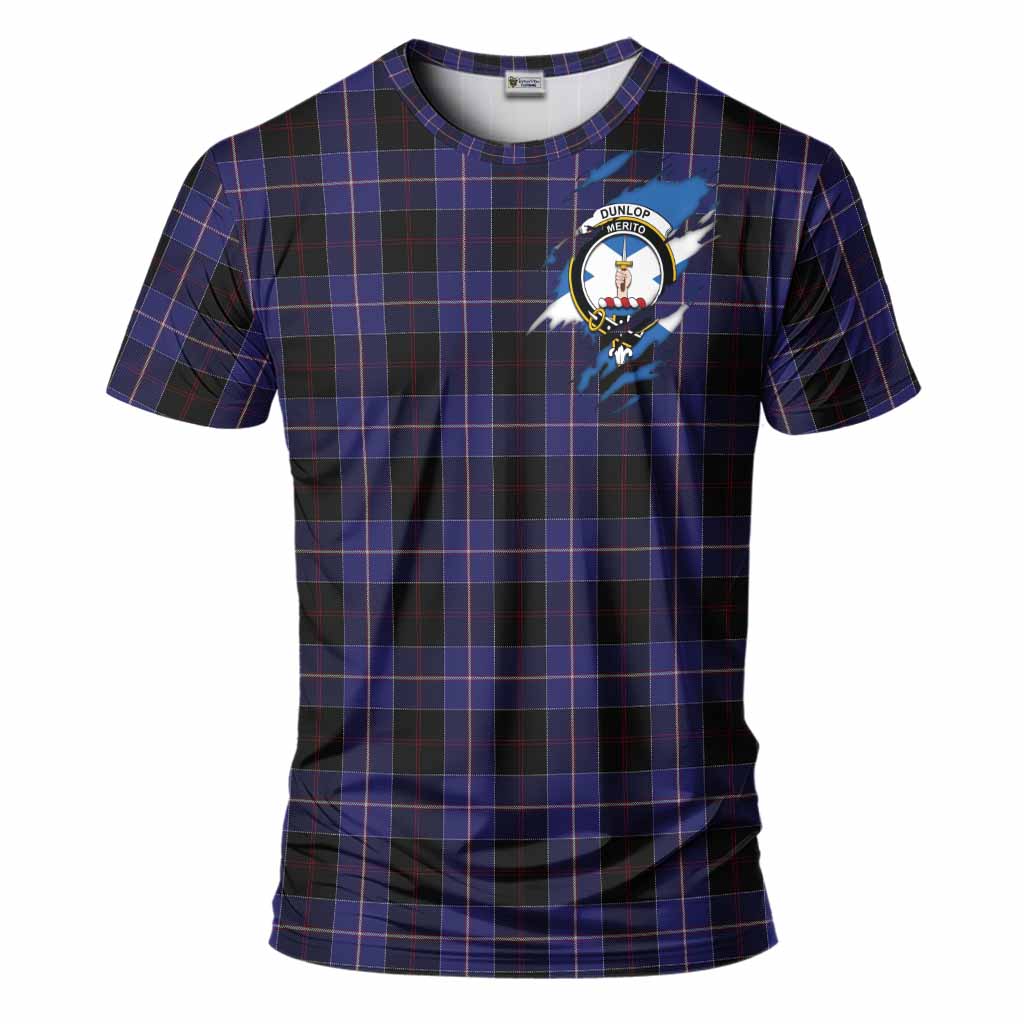 Dunlop Clan Crest In Me Tartan T-Shirt Scotland Flag Style