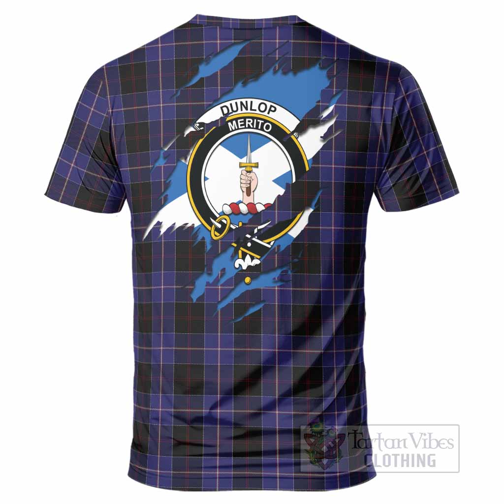 Dunlop Clan Crest In Me Tartan T-Shirt Scotland Flag Style
