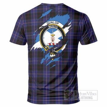 Dunlop Clan Crest In Me Tartan T-Shirt Scotland Flag Style