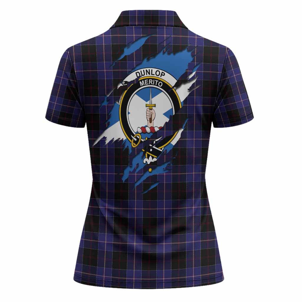 Dunlop Clan Crest In Me Tartan Women Polo Shirt Scotland Flag Style