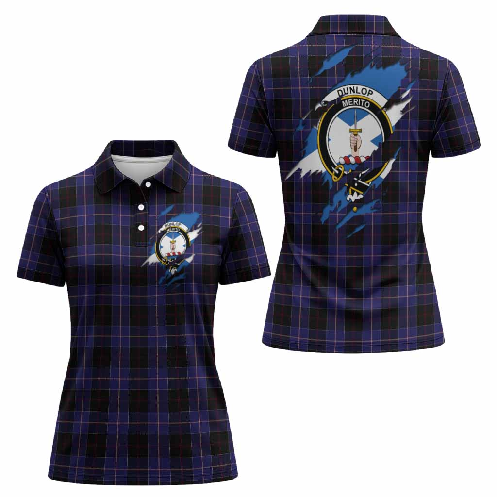 Dunlop Clan Crest In Me Tartan Women Polo Shirt Scotland Flag Style