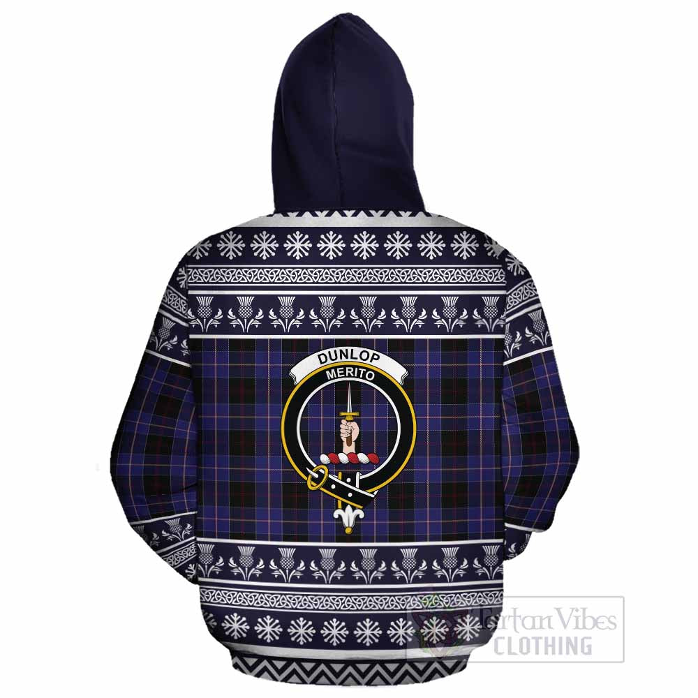 Dunlop Clan Tartan Christmas Cotton Hoodie with Family Crest - Tartan Vibes Clothing
