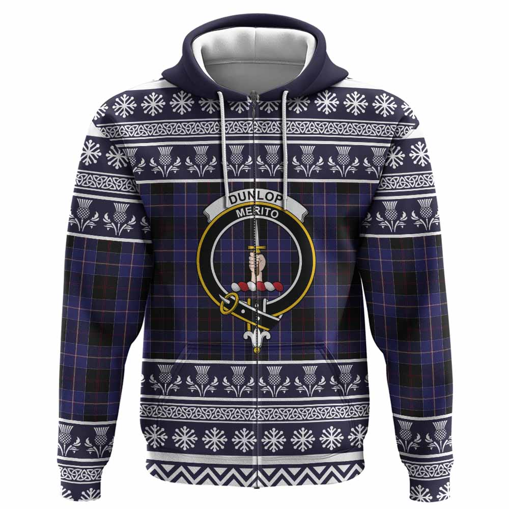 Dunlop Clan Tartan Christmas Hoodie with Family Crest - Tartan Vibes Clothing