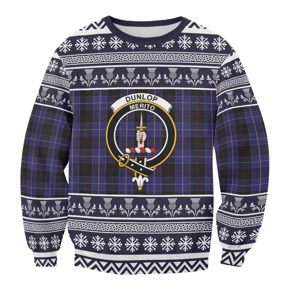 Dunlop Clan Tartan Christmas Sweatshirt with Family Crest - Tartan Vibes Clothing