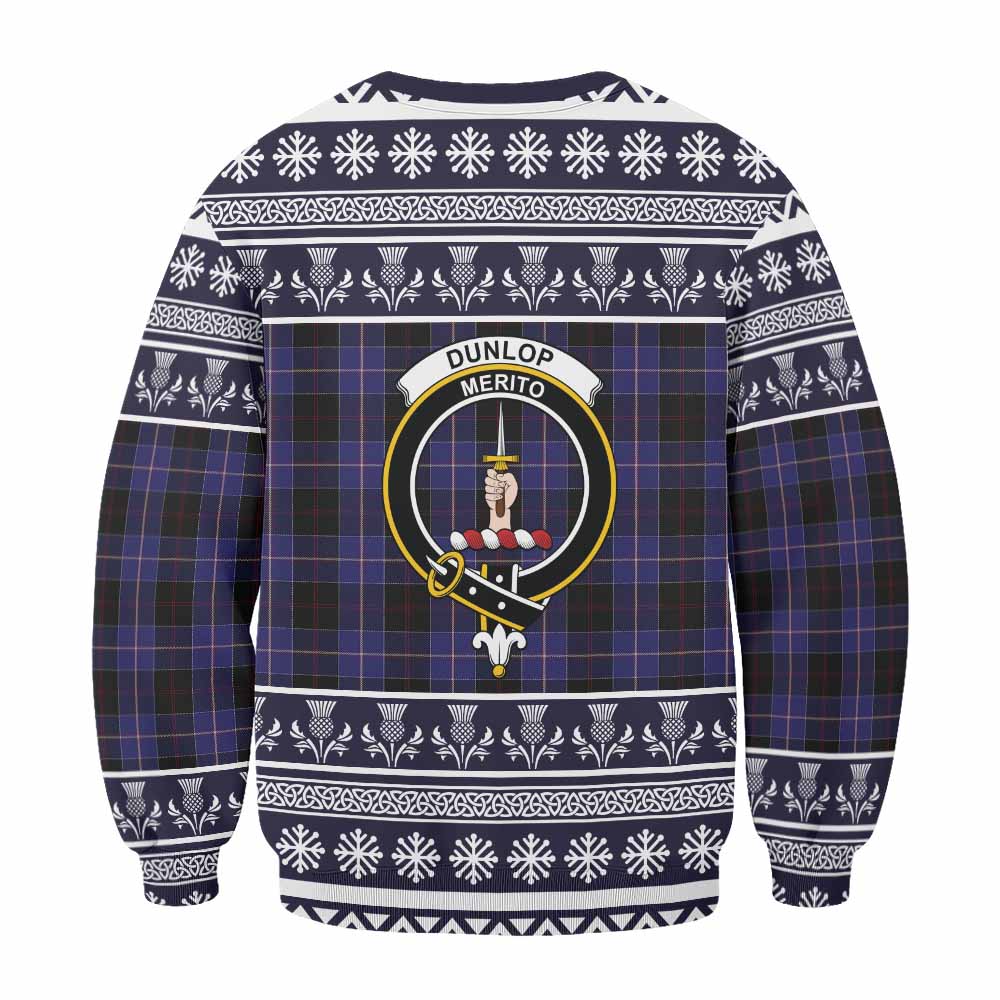 Dunlop Clan Tartan Christmas Sweatshirt with Family Crest - Tartan Vibes Clothing