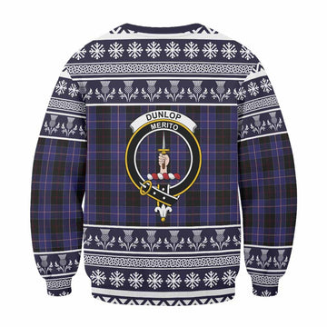 Dunlop Clan Tartan Christmas Sweatshirt with Family Crest